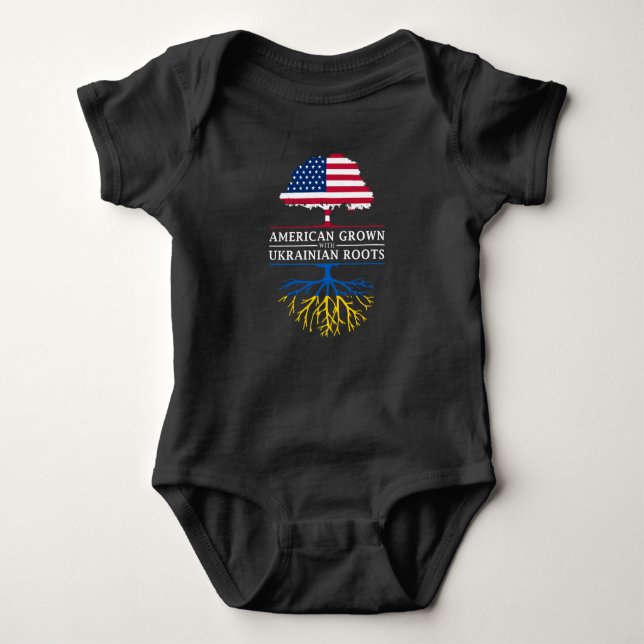 American Grown with Ukrainian Roots   Ukraine Baby Bodysuit (Front)