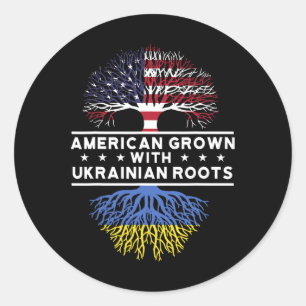 American Grown With Ukrainian Roots - Ukraine Classic Round Sticker
