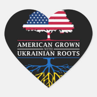 American Grown with Ukrainian Roots Ukraine Heart Sticker