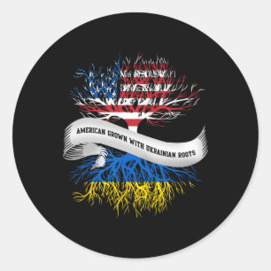 American Grown With Ukrainian Roots Ukraine Tee  Classic Round Sticker