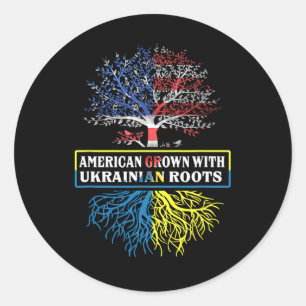 American Grown With Ukrainian Roots Usa Flag Ukrai Classic Round Sticker