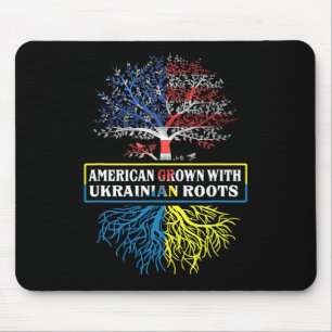 American Grown With Ukrainian Roots Usa Flag Ukrai Mouse Pad
