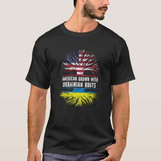 American Grown With Ukrainian Roots USA Flag Ukrai T-Shirt