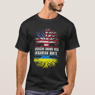 American Grown With Ukrainian Roots USA Flag Ukrai T-Shirt