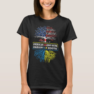 American Grown With Ukrainian Roots Usa Flag Ukrai T-Shirt