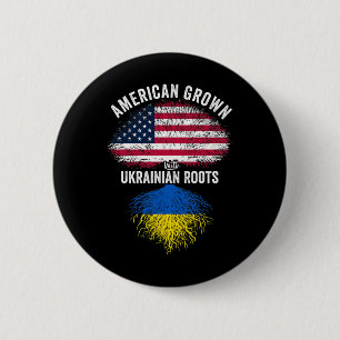 American Grown With Ukrainian Roots Usa Ukraine Fl 6 Cm Round Badge