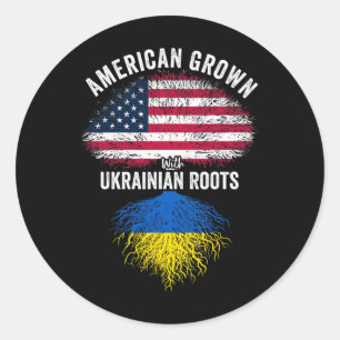 American Grown With Ukrainian Roots Usa Ukraine Fl Classic Round Sticker