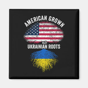 American Grown With Ukrainian Roots Usa Ukraine Fl Magnet
