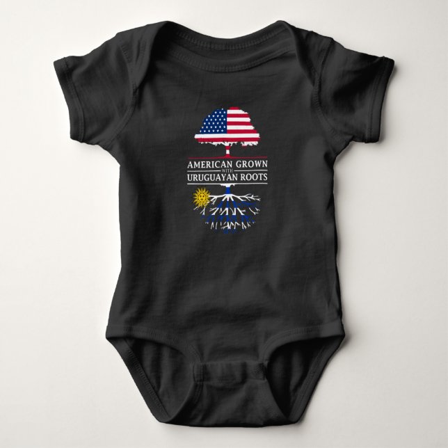 American Grown with Uruguayan Roots   Uruguay Baby Bodysuit (Front)