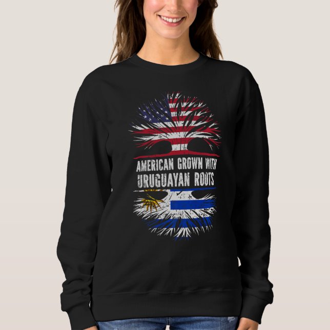 American Grown With Uruguayan Roots Usa Flag Urugu Sweatshirt (Front)