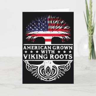 American Grown With Viking Roots Us Flag Tree Men  Card