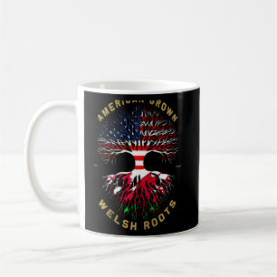 American Grown With Welsh Roots Tree Usa Flag Uniq Coffee Mug
