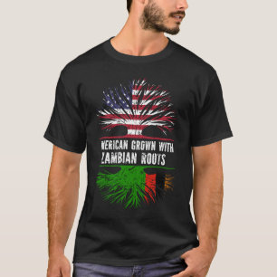 American Grown with Zambian Roots USA Flag T-Shirt