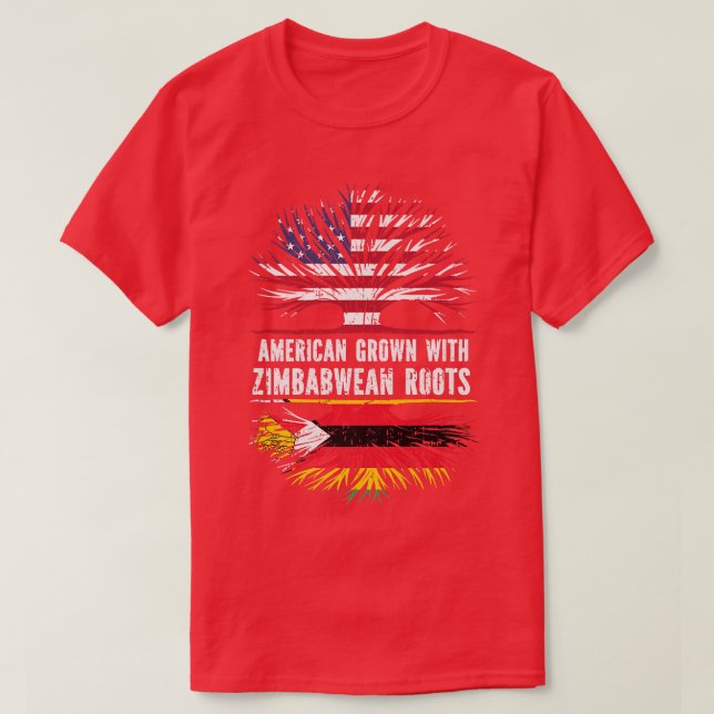 American Grown with Zimbabwean Roots USA Flag Zimb T-Shirt (Design Front)