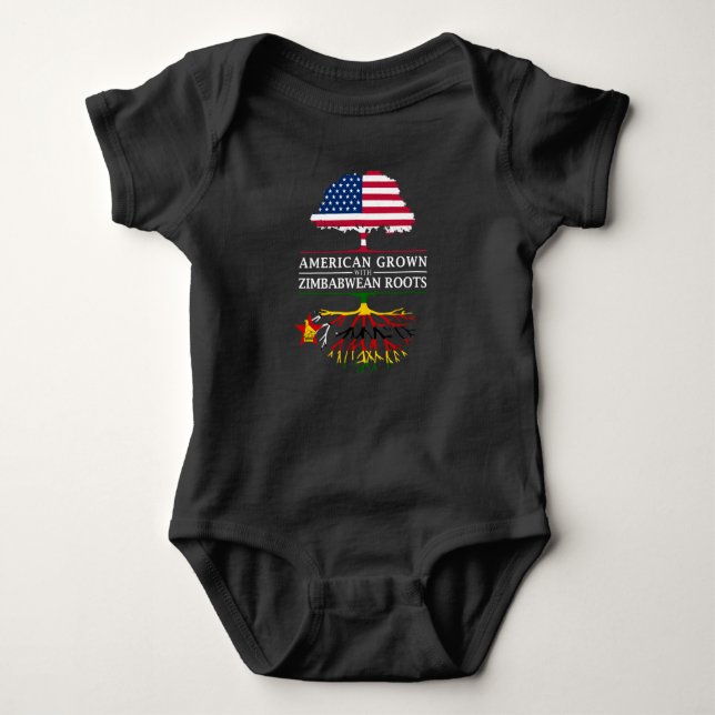 American Grown with Zimbabwean Roots   Zimbabwe Baby Bodysuit (Front)