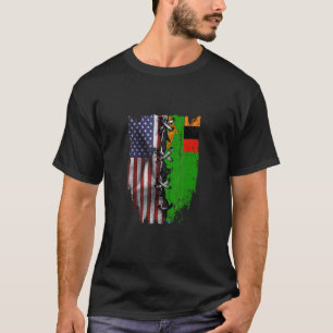 American Grown Zambian Roots USA Zambia Flag T-Shirt