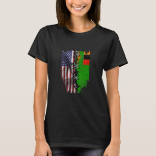 American Grown Zambian Roots USA Zambia Flag T-Shirt