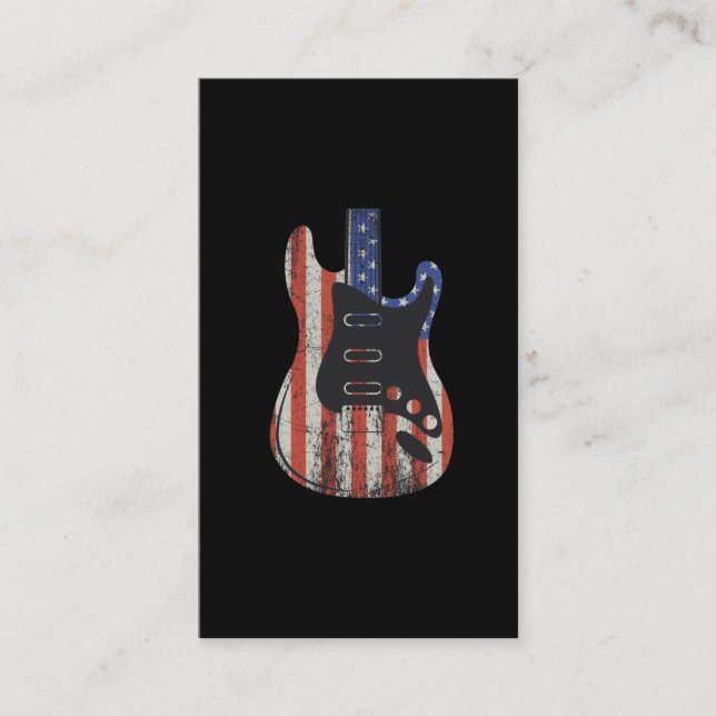 American Guitar Player US Flag Music Lover Business Card (Front)