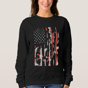 American Gun Flag Hand Gun Rifle Sniper Bullets Di Sweatshirt