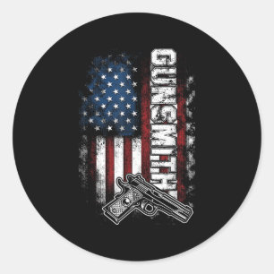American Gunsmith Patriot Grunge Usa Flag Gunsmith Classic Round Sticker