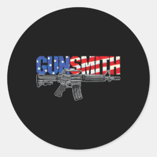 American Gunsmith Patriot Usa Flag Retro Style Gun Classic Round Sticker