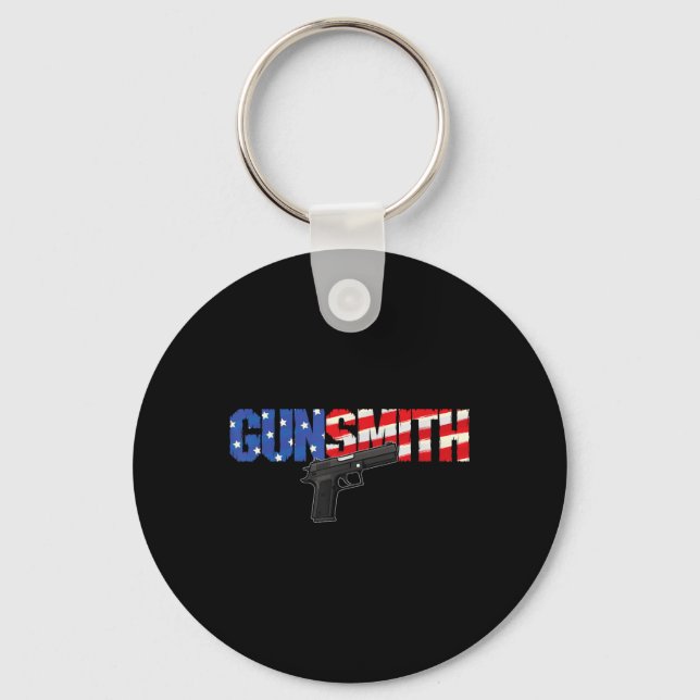 American Gunsmith Patriot Usa Flag Retro Style Gun Key Ring (Front)
