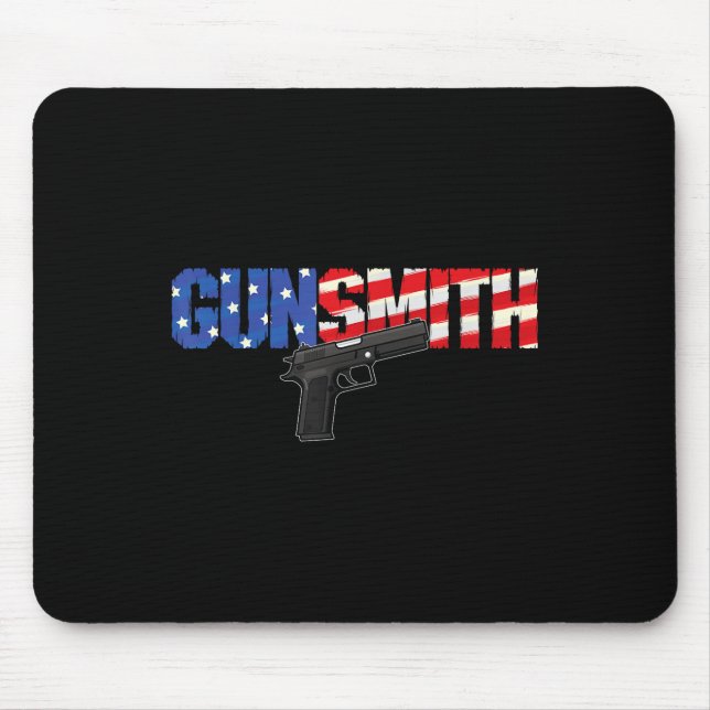 American Gunsmith Patriot Usa Flag Retro Style Gun Mouse Pad (Front)