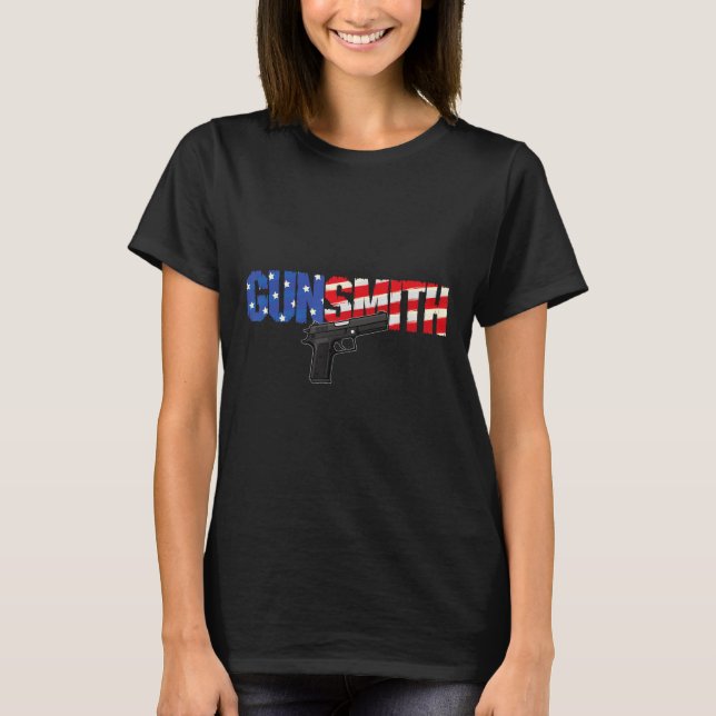 American Gunsmith Patriot Usa Flag Retro Style Gun T-Shirt (Front)