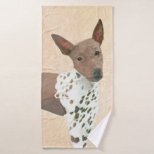 American Hairless Terrier Painting - Dog Art Bath Towel Set