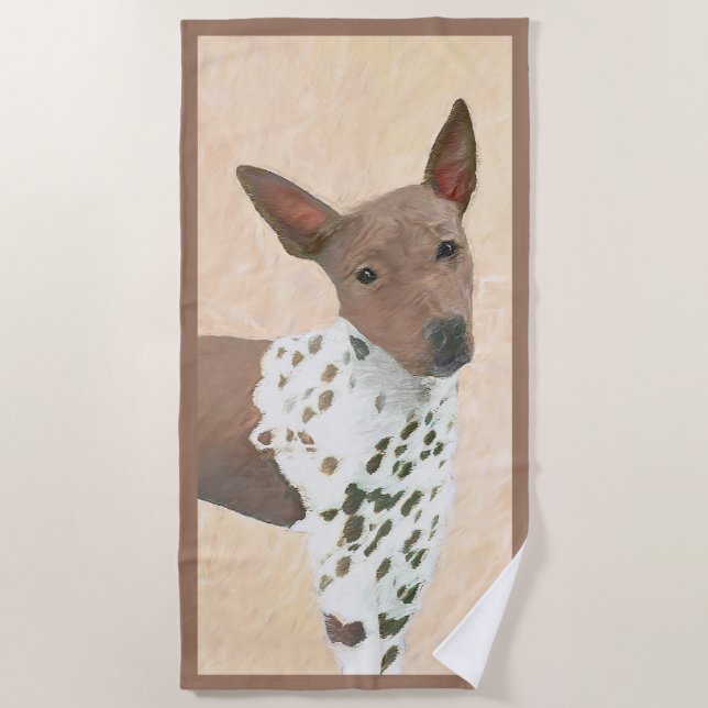 American Hairless Terrier Painting - Dog Art Beach Towel (Front)