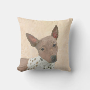 American Hairless Terrier Painting - Dog Art Cushion