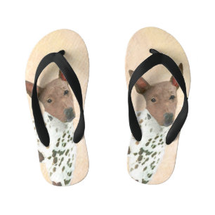 American Hairless Terrier Painting - Dog Art Kid's Thongs