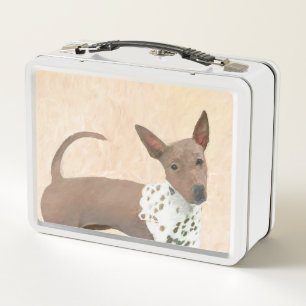 American Hairless Terrier Painting - Dog Art Metal Lunch Box