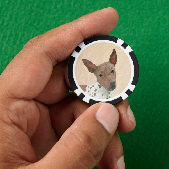 American Hairless Terrier Painting - Dog Art Poker Chips (Hand)
