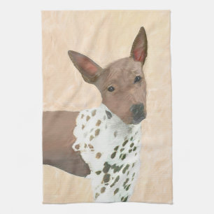 American Hairless Terrier Painting - Dog Art Tea Towel