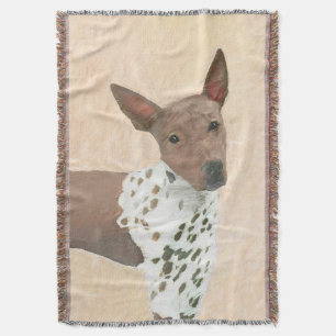 American Hairless Terrier Painting - Dog Art Throw Blanket