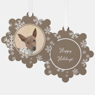 American Hairless Terrier Painting - Dog Art Tree Decoration Card