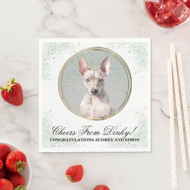 American Hairless Terrier Wedding Napkins With Dog (Insitu)
