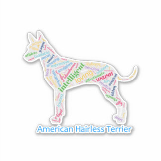 American Hairless Terrier Word Cloud Vinyl Sticker