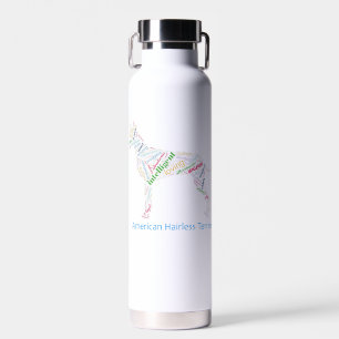 American Hairless Terrier Word Cloud Water Bottle