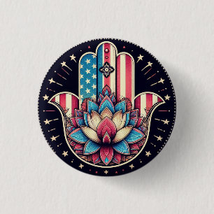 AMERICAN HAMSA 3 CM ROUND BADGE