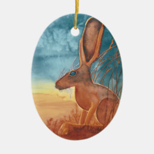 American Hare Ceramic Ornament