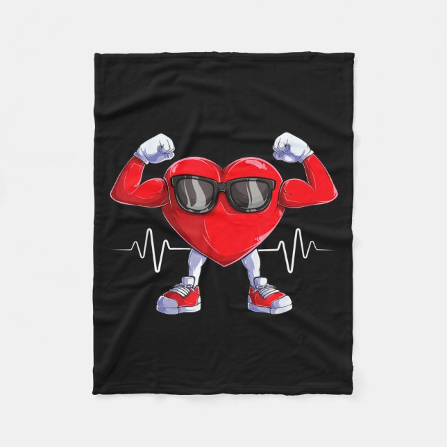 American Heart Disease Awareness Heart Month Heart Fleece Blanket (Front)