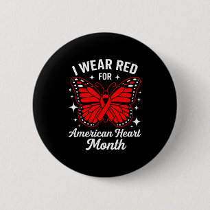 American Heart Disease Awareness Month Ribbon Red 6 Cm Round Badge