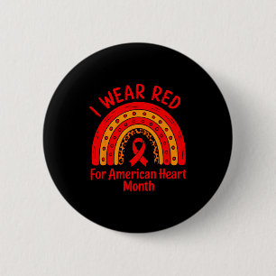 American Heart Disease Awareness Month Ribbon Red  6 Cm Round Badge