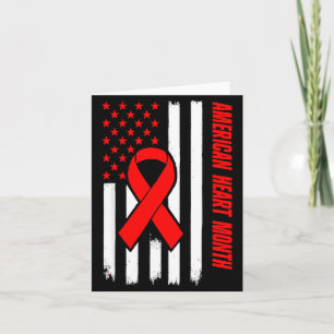 American Heart Disease Awareness Month Ribbon Red Card