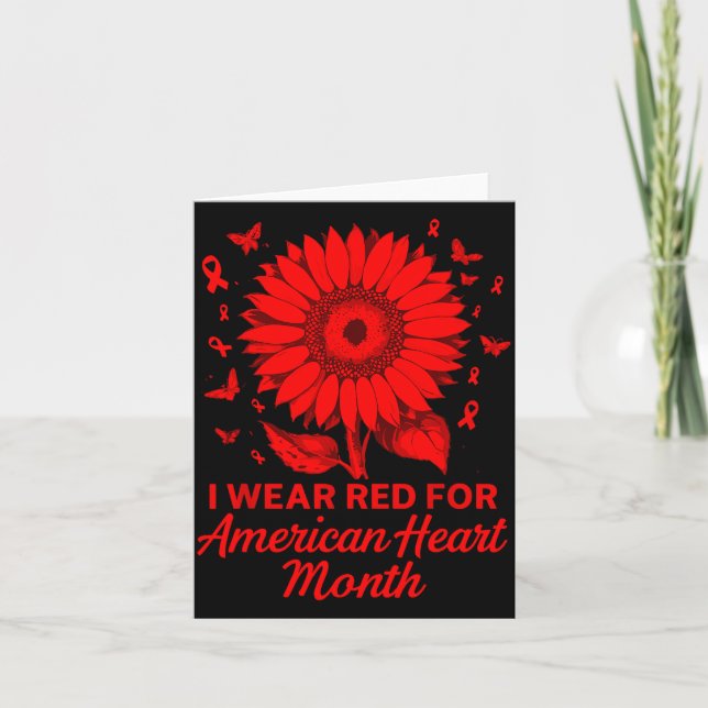 American Heart Disease Awareness Month Ribbon Red  Card (Front)