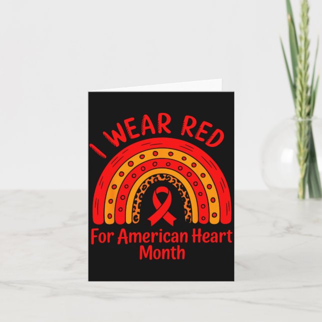 American Heart Disease Awareness Month Ribbon Red  Card (Front)