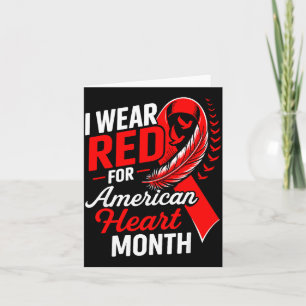 American Heart Disease Awareness Month Ribbon Red  Card