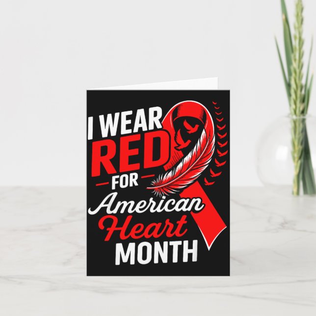 American Heart Disease Awareness Month Ribbon Red  Card (Front)